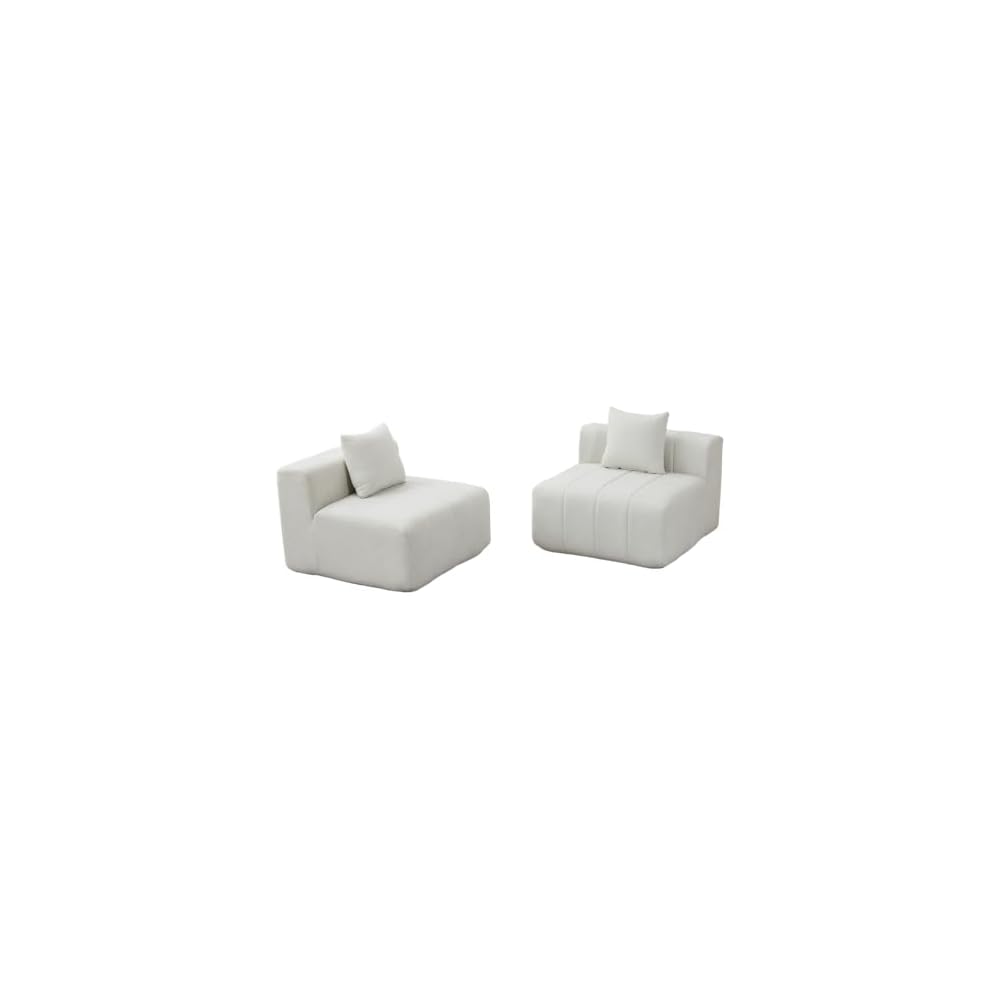 Sectional Sofa with 2 Pillows, Chenille Symmetrical Modular Design
