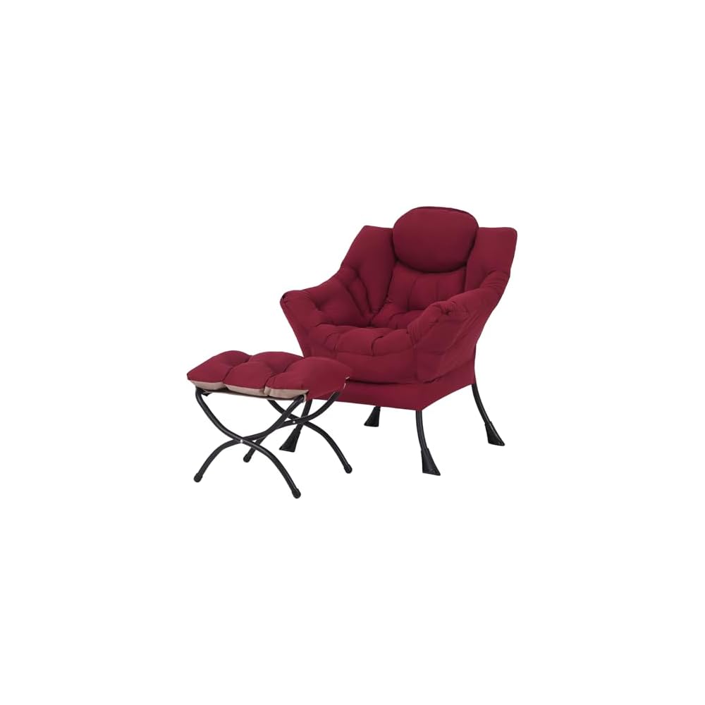Welnow Lazy Chair with Ottoman, Reading Chair with Footrest,Royal Blue
