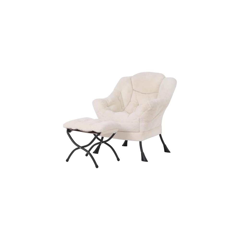 Welnow Lazy Chair with Ottoman, Reading Chair with Footrest,Royal Blue