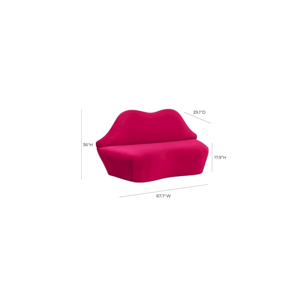 Starlight Canyon Home Hot Pink Velvet Loveseat with Sculpted Back, A Unique Lips Sofa Design