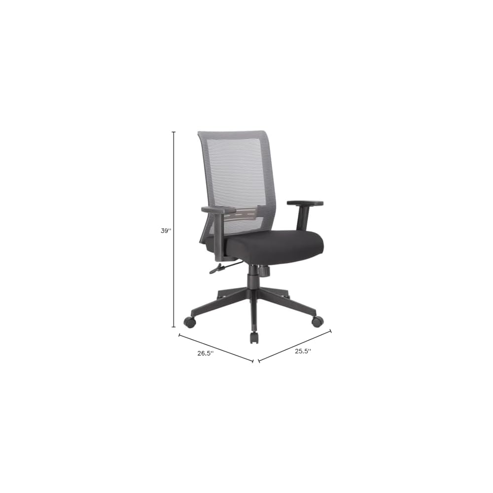 UrbanPro Linear Mesh Office Desk Chair, Adjustable Height and Tilt, Synchro-Tilt Mechanism, Mesh Back Support, Black Nylon Base, 275 lb Capacity, Ergonomic Design, Task Chair for Home or Office Use
