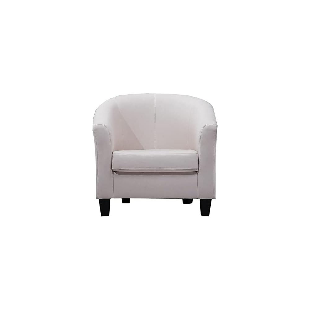 Accent Chair Living Room Chair Contemporary Lounge Sofa Chair Modern Extra-Thick Comfortable Seat with Armrests Linen Home Office Sofa (White)