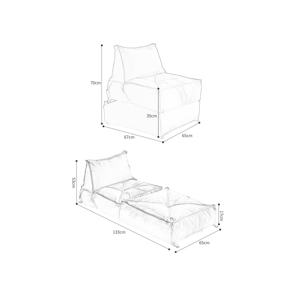 Beanbag Sofa Chair Single Folding Recliner Back Couch Tatami Balcony