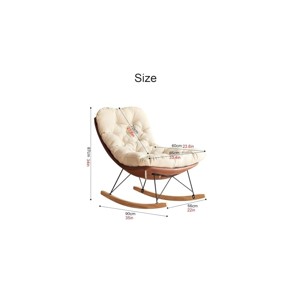 Modern Rocking Chair - Soft Reclining Armchair for Living Room & Balcony, Comfortable Lounge Chair, Perfect Reading Chair for Bedroom & Relaxation (Style C)