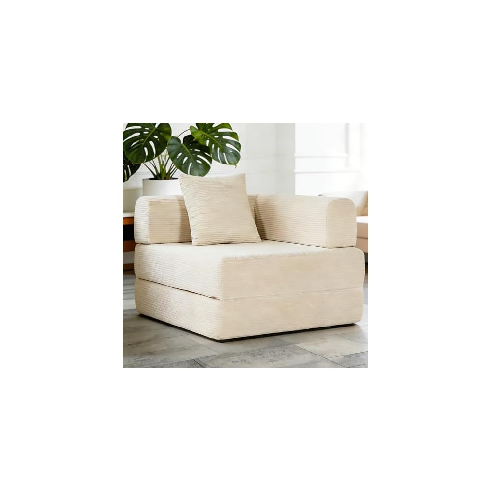 Folding Sofa Bed Convertible Boneless Couch, 3 in 1 Single Sleeping Chair