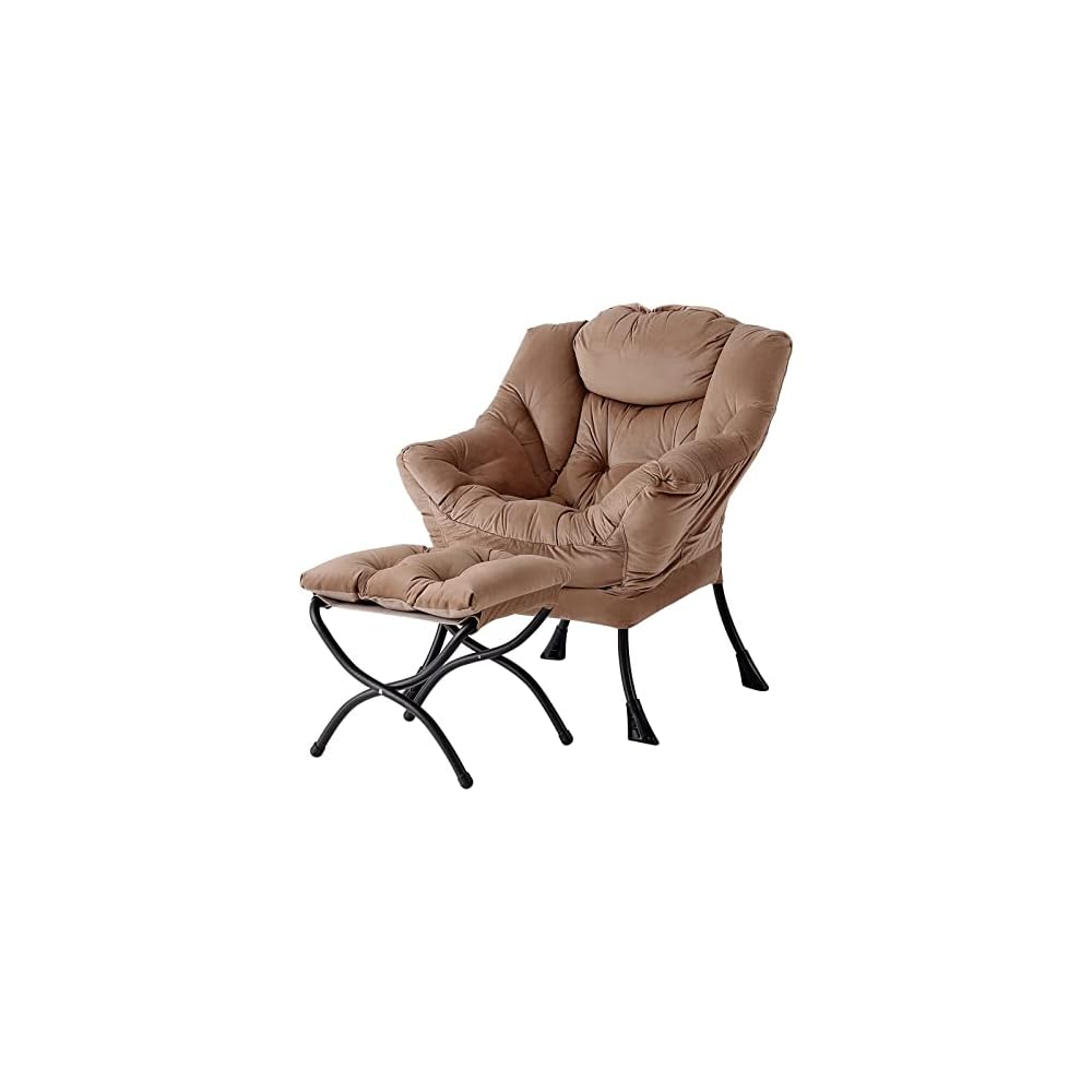 Welnow Lazy Chair with Ottoman, Reading Chair with Footrest,Royal Blue