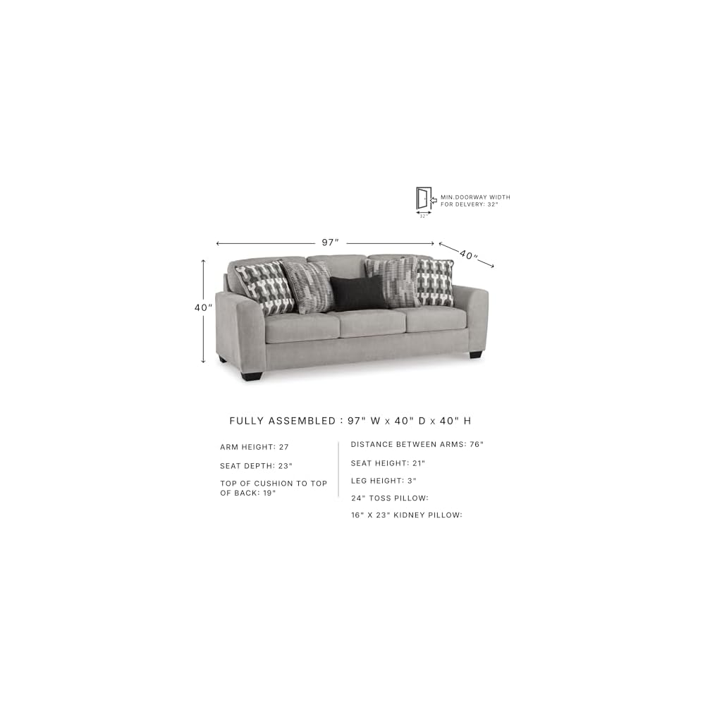 Signature Design by Ashley Sofa, 97 in, Gray Chenille, No Assembly Required