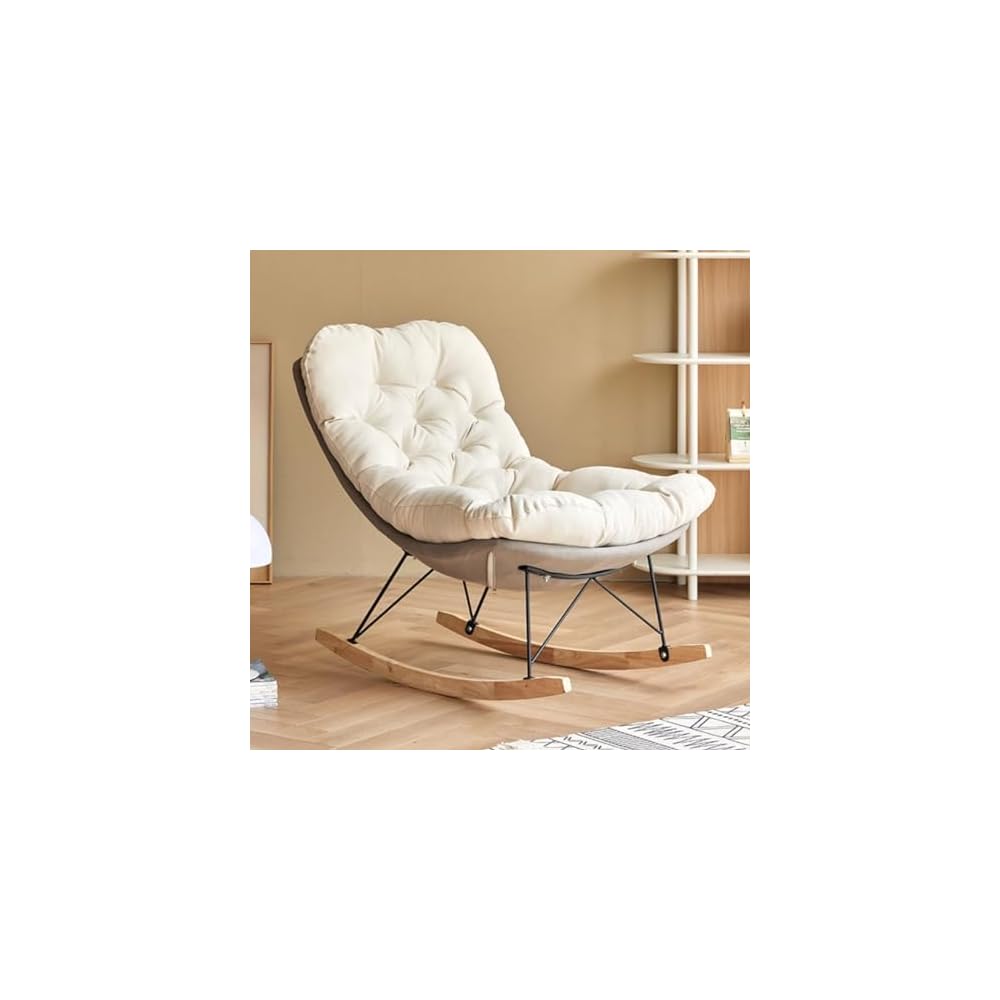 Modern Rocking Chair - Soft Reclining Armchair for Living Room & Balcony, Comfortable Lounge Chair, Perfect Reading Chair for Bedroom & Relaxation (Style C)