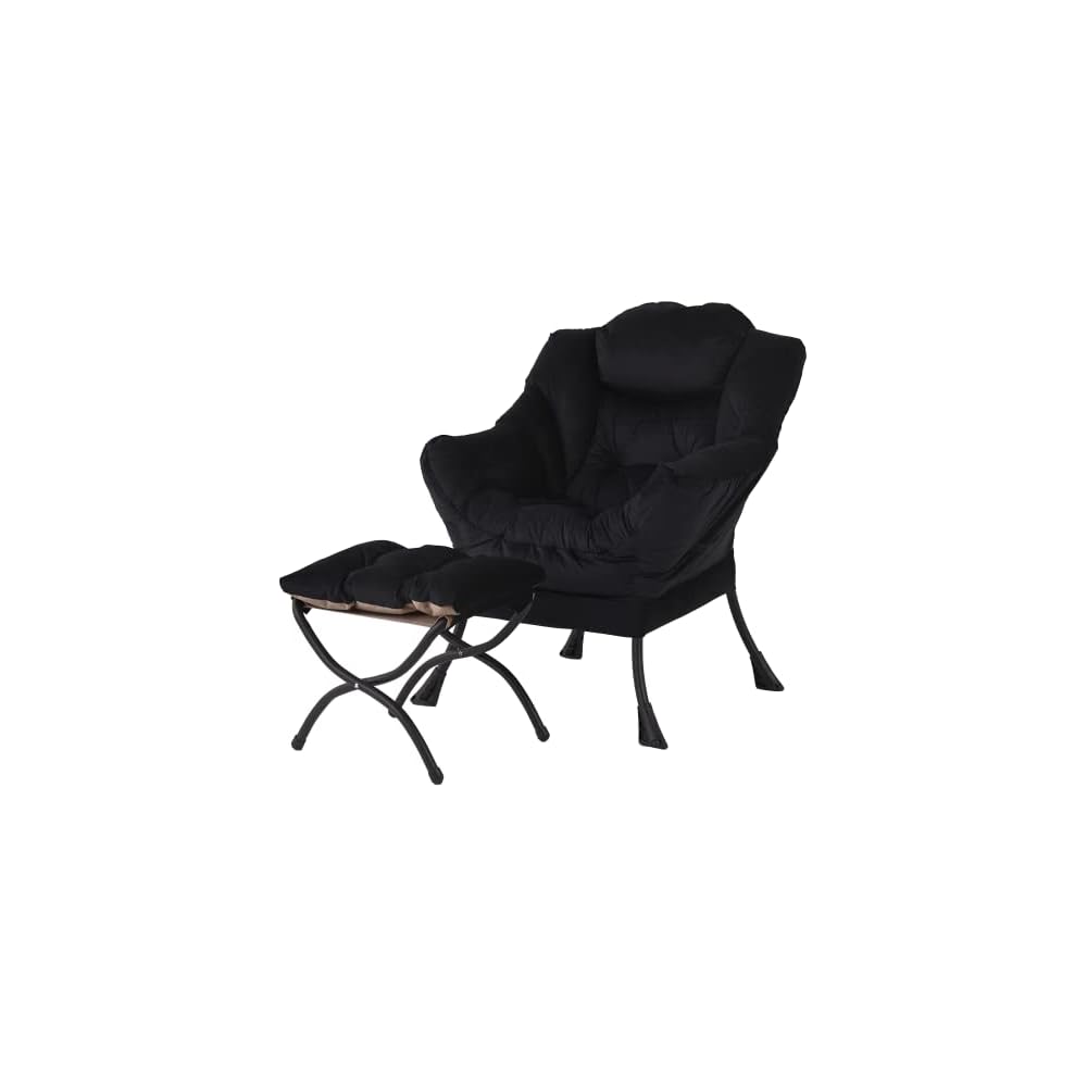 Welnow Lazy Chair with Ottoman, Reading Chair with Footrest,Royal Blue