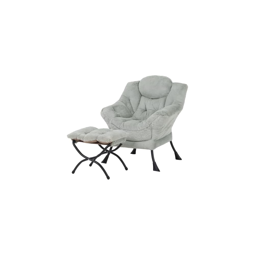 Welnow Lazy Chair with Ottoman, Reading Chair with Footrest,Royal Blue