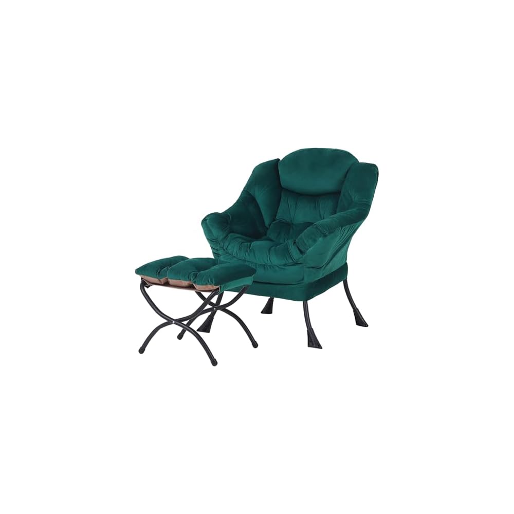 Welnow Lazy Chair with Ottoman, Reading Chair with Footrest,Royal Blue