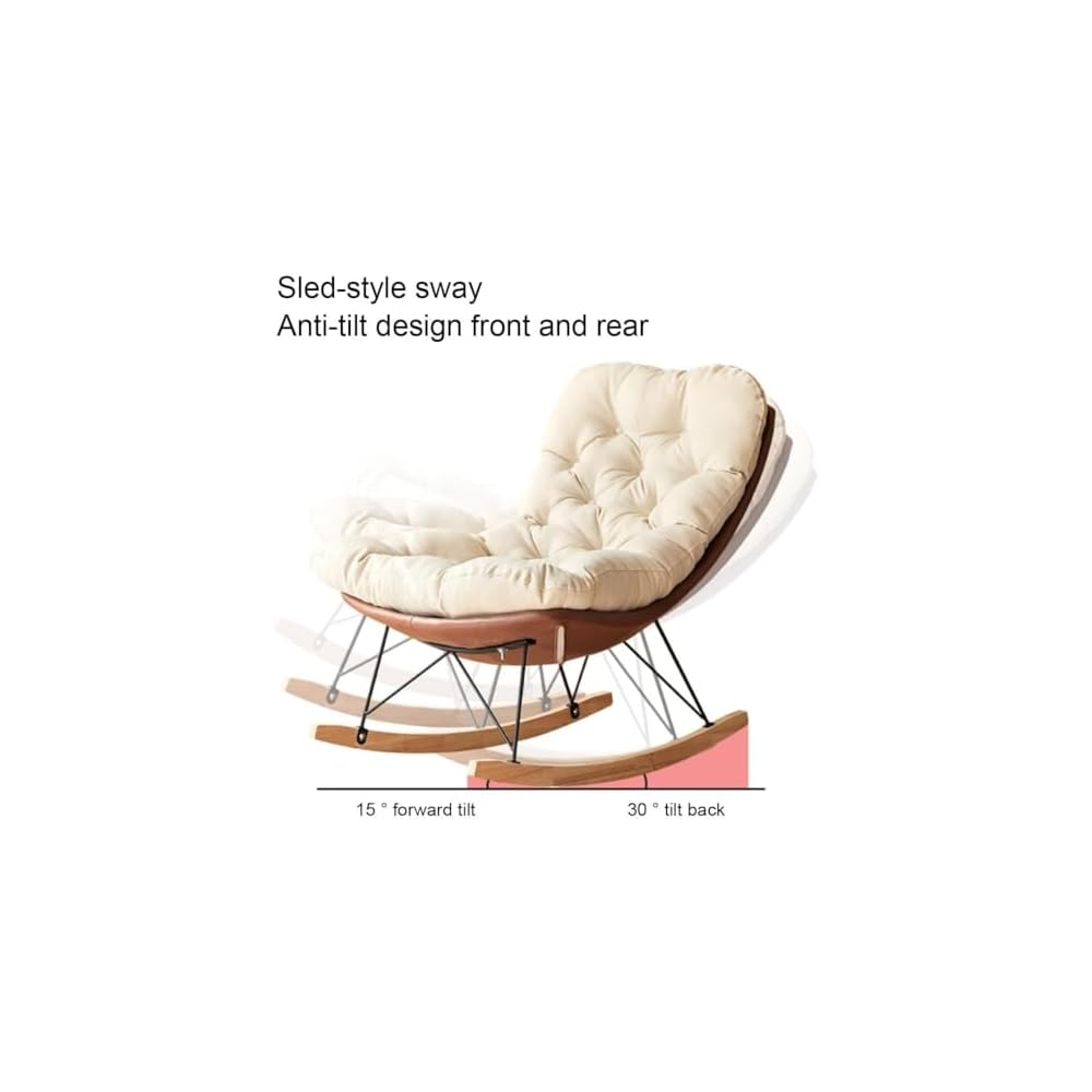 Modern Rocking Chair - Soft Reclining Armchair for Living Room & Balcony, Comfortable Lounge Chair, Perfect Reading Chair for Bedroom & Relaxation (Style C)