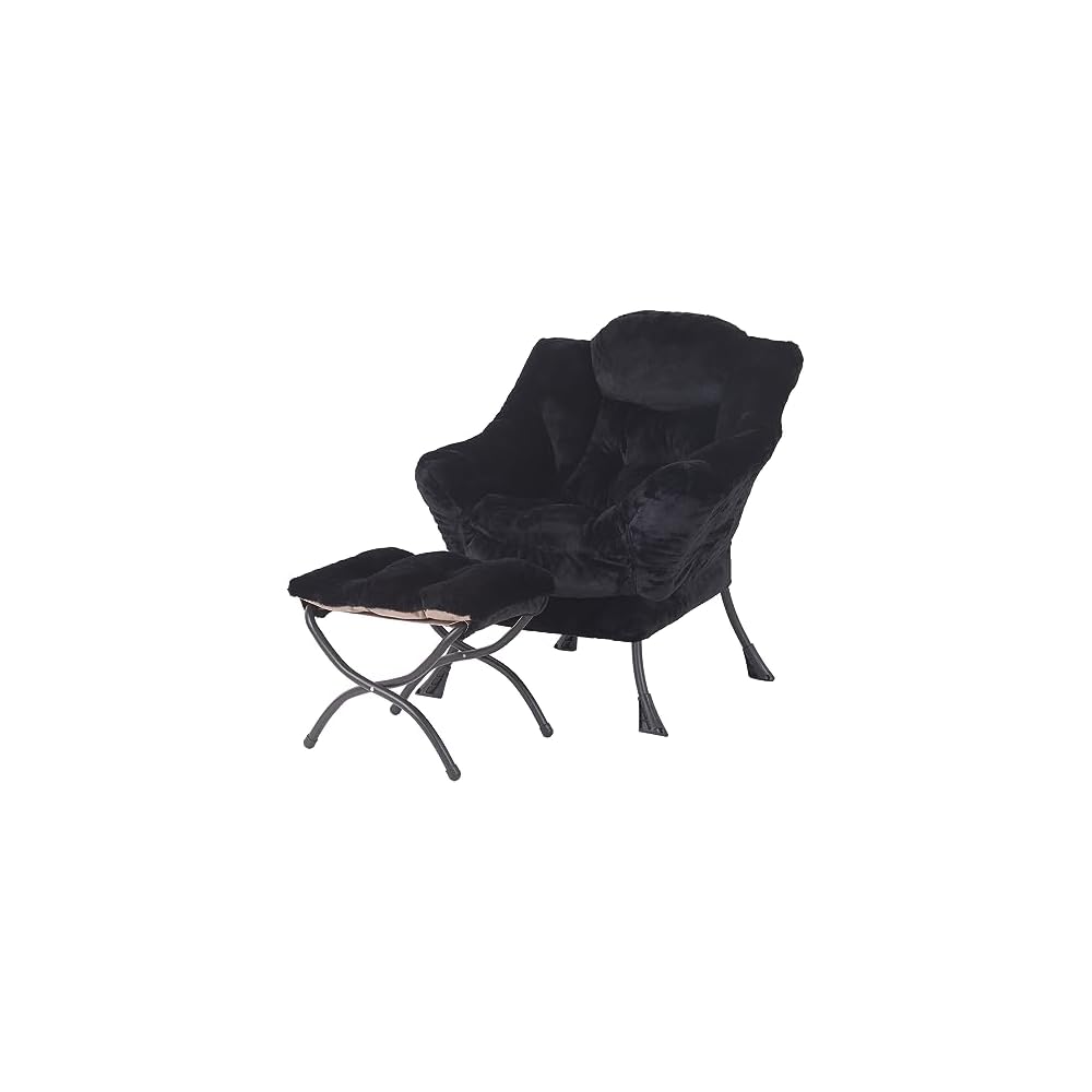 Welnow Lazy Chair with Ottoman, Reading Chair with Footrest,Royal Blue
