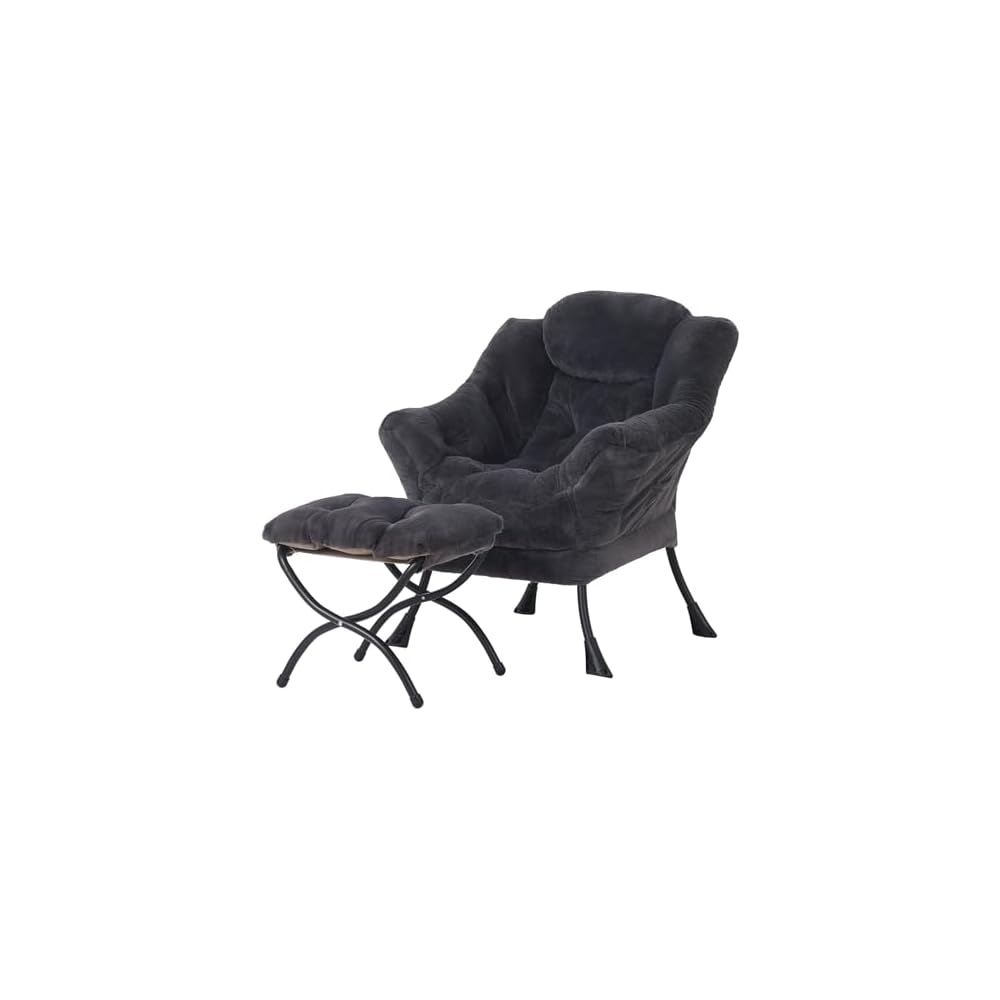 Welnow Lazy Chair with Ottoman, Reading Chair with Footrest,Royal Blue
