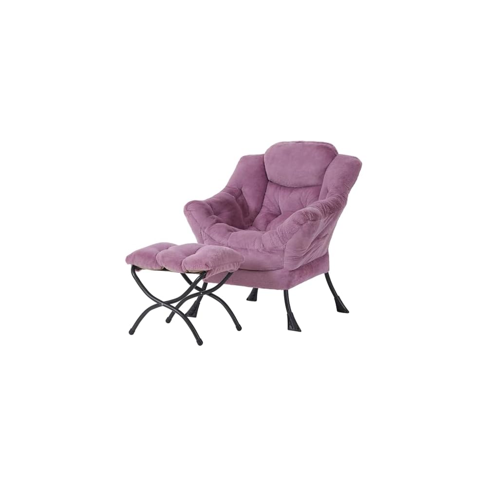Welnow Lazy Chair with Ottoman, Reading Chair with Footrest,Royal Blue