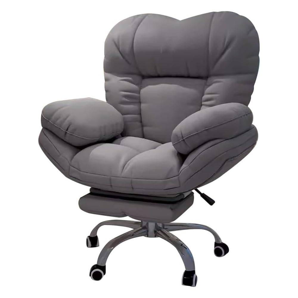 Ergonomic Gaming Chair with Recliner, Comfortable Home Office Desk Chair, Lazy Sofa with Footrest, Adjustable Backrest for Living Room & Computer Use, Light Gray, One Size