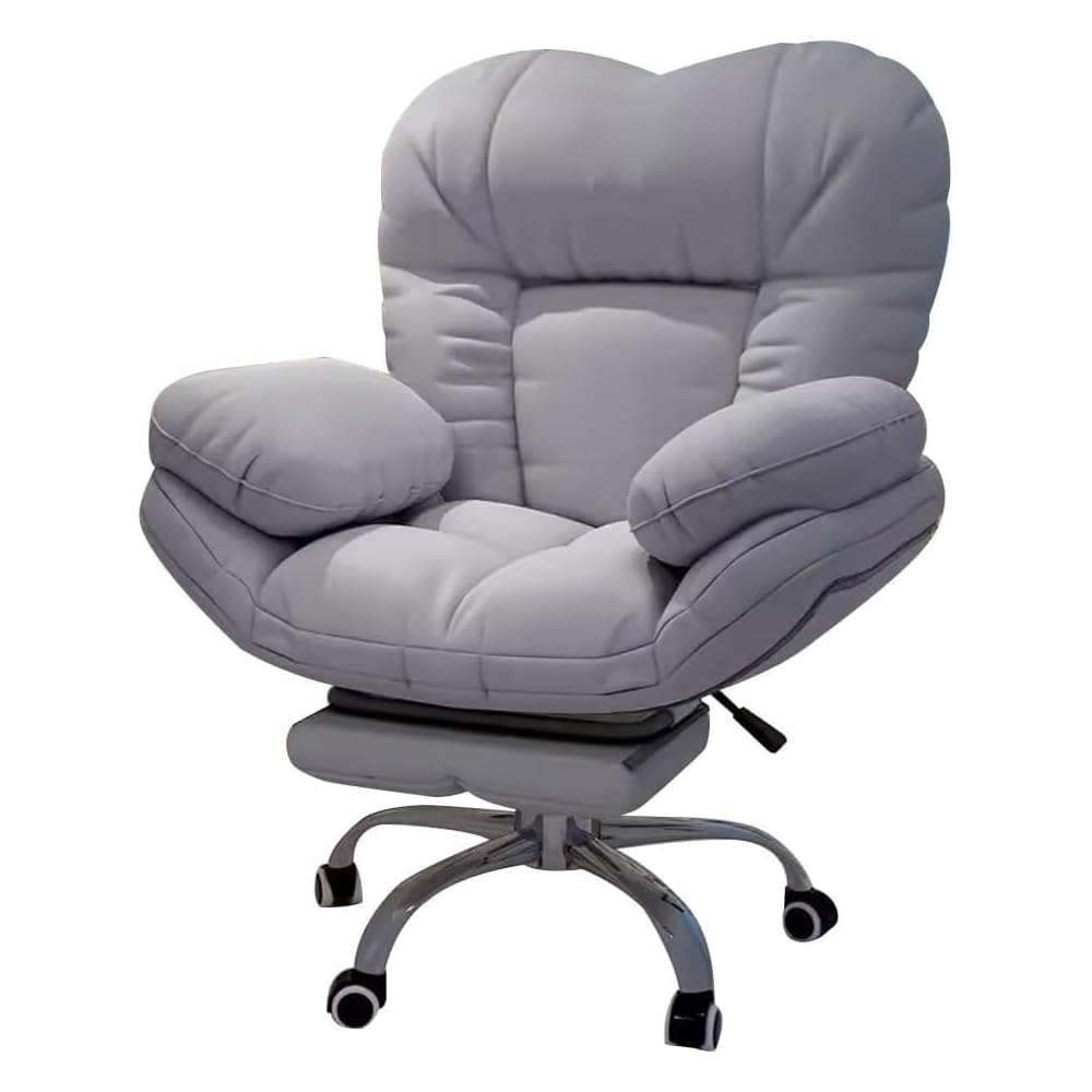 Ergonomic Gaming Chair with Recliner, Comfortable Home Office Desk Chair, Lazy Sofa with Footrest, Adjustable Backrest for Living Room & Computer Use, Light Gray, One Size