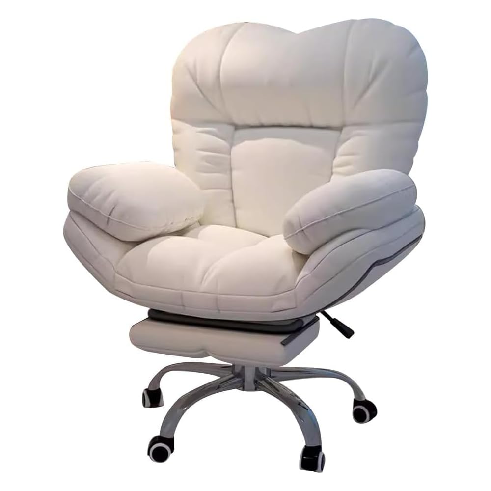 Ergonomic Gaming Chair with Recliner, Comfortable Home Office Desk Chair, Lazy Sofa with Footrest, Adjustable Backrest for Living Room & Computer Use, Light Gray, One Size