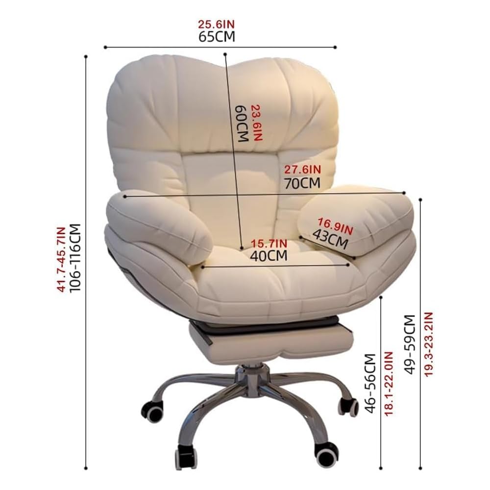 Ergonomic Gaming Chair with Recliner, Comfortable Home Office Desk Chair, Lazy Sofa with Footrest, Adjustable Backrest for Living Room & Computer Use, Light Gray, One Size