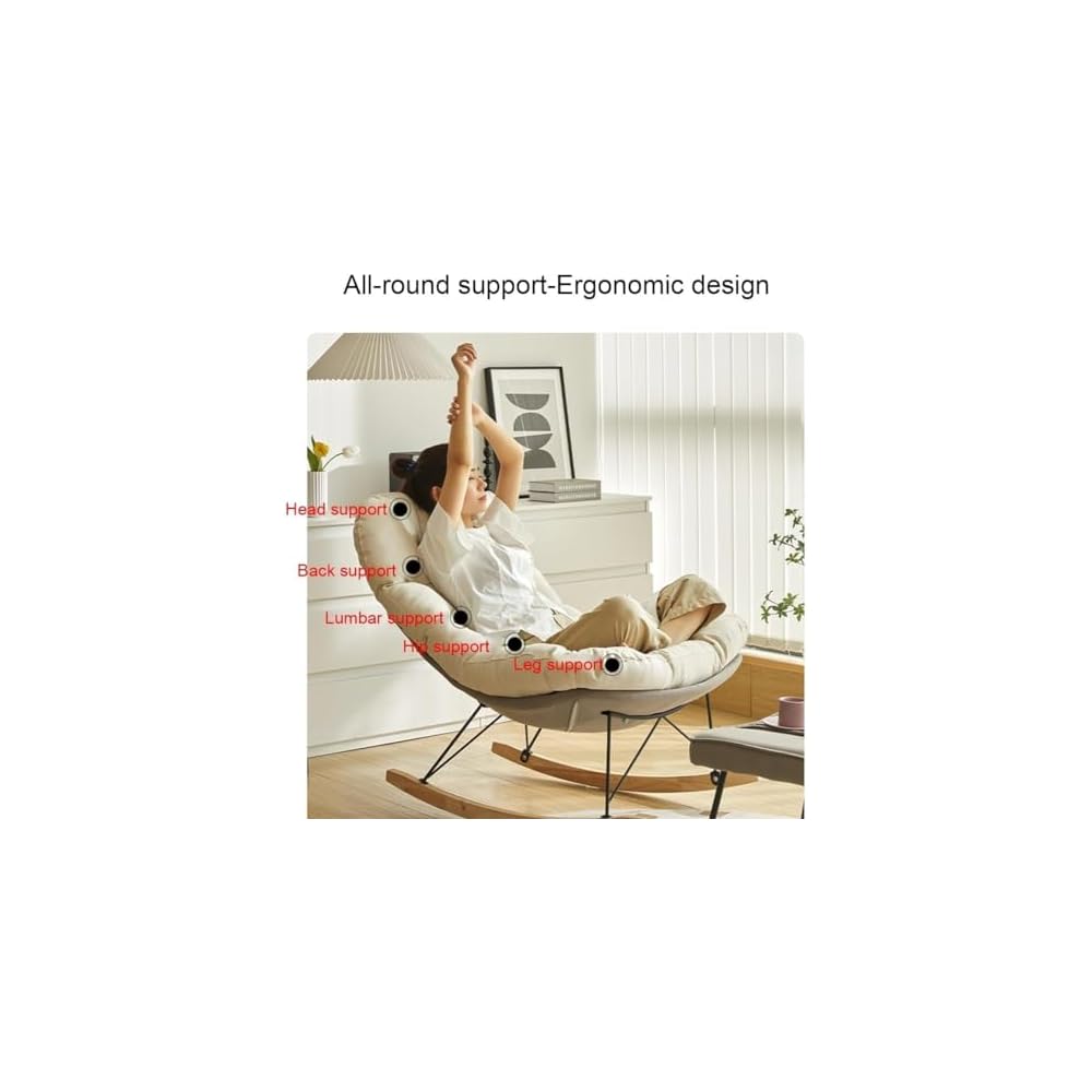 Modern Rocking Chair - Soft Reclining Armchair for Living Room & Balcony, Comfortable Lounge Chair, Perfect Reading Chair for Bedroom & Relaxation (Style C)