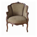 Vintage Solid Wood Accent Armchair, Upholstered Lounge Chair with Carved Frame and Nailhead Trim, Classic Single Sofa Chair for Living Room, Bedroom Studio