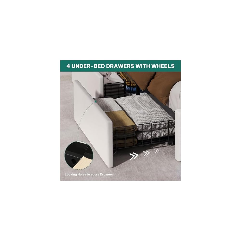 YITAHOME Queen Size Bed Frame with 4 Storage Drawers and RGB LED Lights
