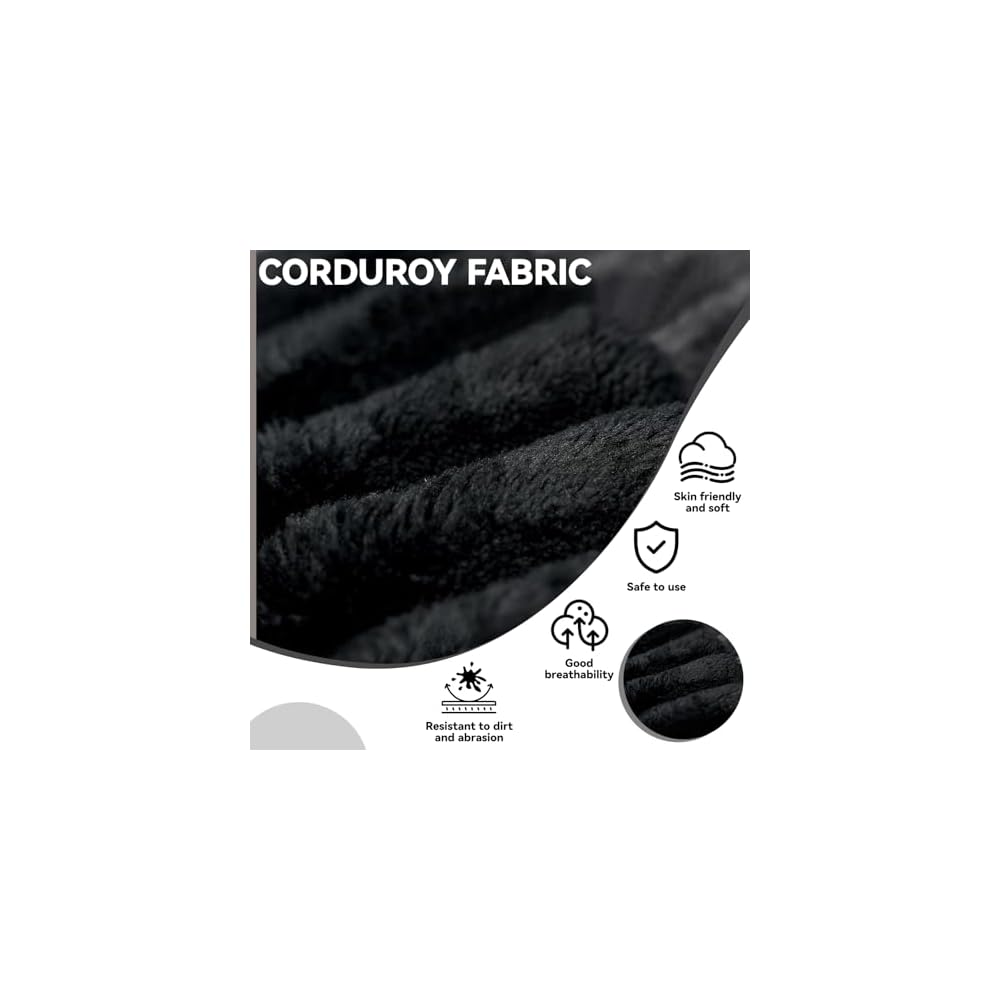 Cloud Loveseat Sofa, 71" Boneless Couch with Deep Seat, No Assembly Required, Comfy Corduroy Small Sofa for Living Room, Bedroom, Apartment (Black)