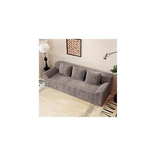 71" Cloud Boneless Loveseat Sofa Couch, Bean Bag 3-Seater Couch with Memory Foam, Corduroy Comfy Floor Sofa Deep Seat for Living Room, Bedroom, Apartment, No Assembly (Camel)