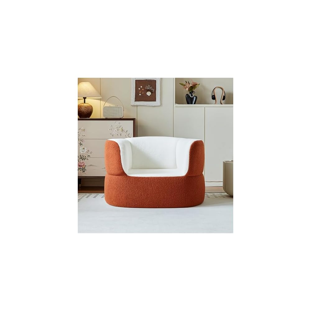 39" Orange Faux Shearling Boneless Sofa Chair with High Back, No Assembly