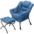 Welnow Lazy Chair with Ottoman, Reading Chair with Footrest,Royal Blue