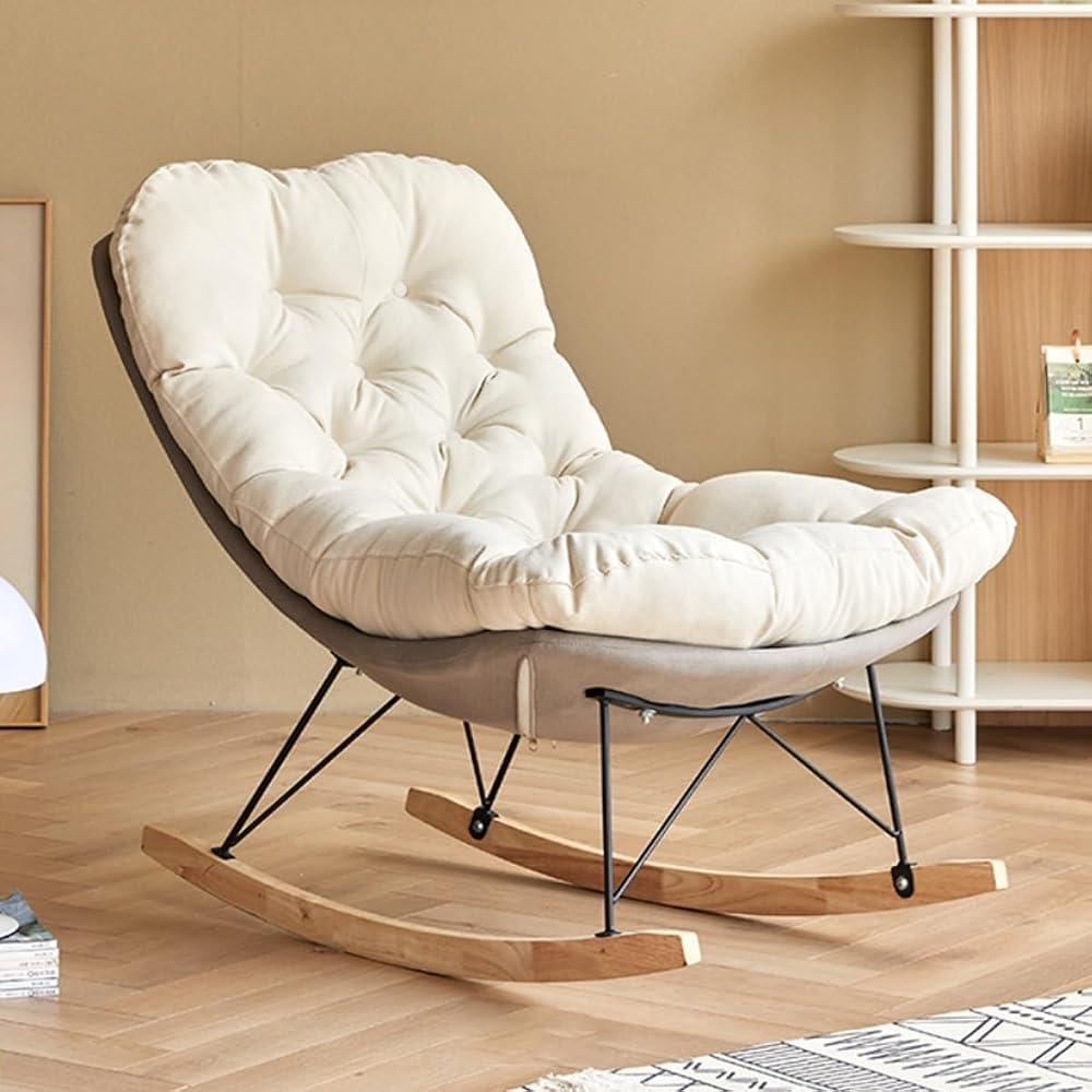 Modern Rocking Chair - Soft Reclining Armchair for Living Room & Balcony, Comfortable Lounge Chair, Perfect Reading Chair for Bedroom & Relaxation (Style C)