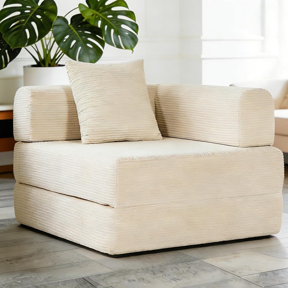 Folding Sofa Bed Convertible Boneless Couch, 3 in 1 Single Sleeping Chair