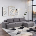 Fefances 120" Modern L-Shaped Modular Sectional Sofa, No Assembly Modular Boneless Couch Oversized 3-Seater Cloud Couch with Deep Seat and Movable Ottoman for Living Room-Corduroy Upholstery Grey